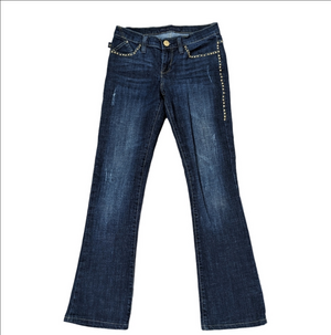 Rock & Republic Jeans Bling Pocket Low Rise Boot Cut Kasandra Gold Size 4